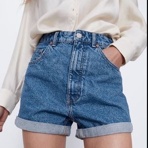 Zara mom fit denim shorts size 28 NWT high waist